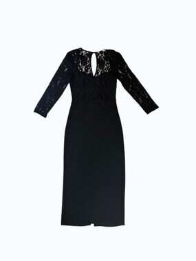 zara basic black lace dress LONG LACE DRESS WITH BACK NECKLINE - Black